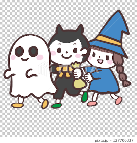ハロウィンの子供達のイラスト 127700337