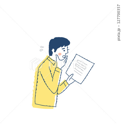 書類を見て困った表情をしている男性 127700357