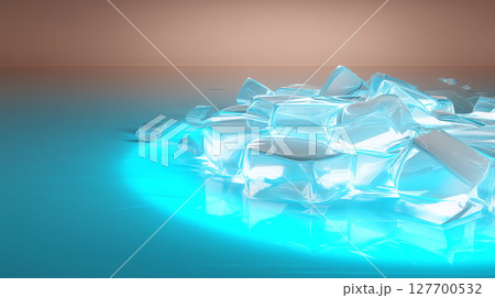 ice cubes on blue background 127700532