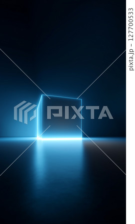 dark room with neon lights and dark abstract 127700533