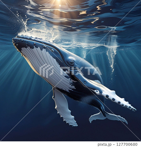 太陽に照らされるクジラ 太陽に照らされるクジラ 127700680