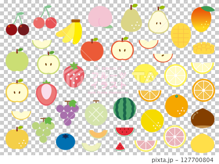 かわいいフルーツのイラスト素材セット 127700804