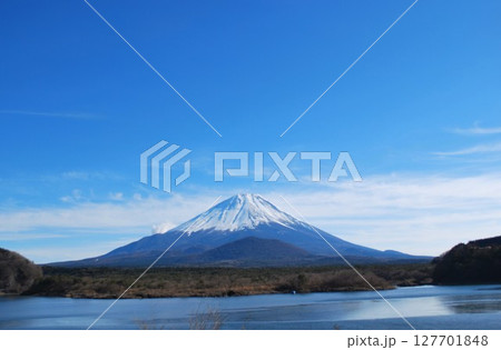 小春日和に優しく子を抱く、子抱き富士「精進湖」」 127701848