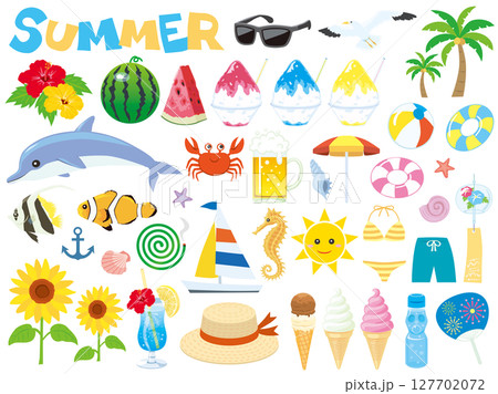 夏のイラストセットのイラスト素材 [127702072] - PIXTA