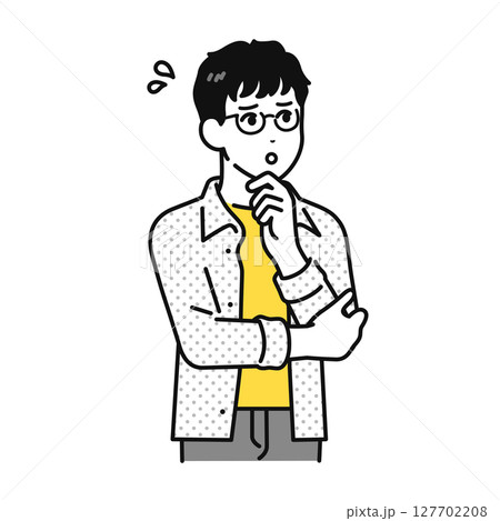 焦る 困る若い男性 イラスト 素材 焦る 困る若い男性 イラスト 素材 127702208