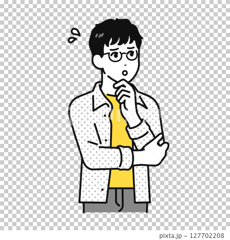 焦る 困る若い男性 イラスト 素材 焦る 困る若い男性 イラスト 素材 127702208