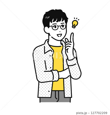 ひらめく 思いつく 解決 若い男性 イラスト 素材 127702209