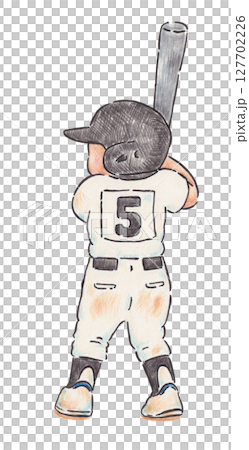 Illustration of a baseball batter's back view 127702226