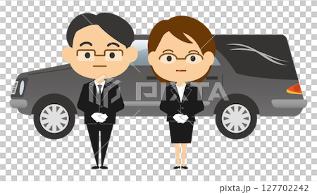 葬儀社和靈車的插圖 葬儀社和靈車的插圖 127702242