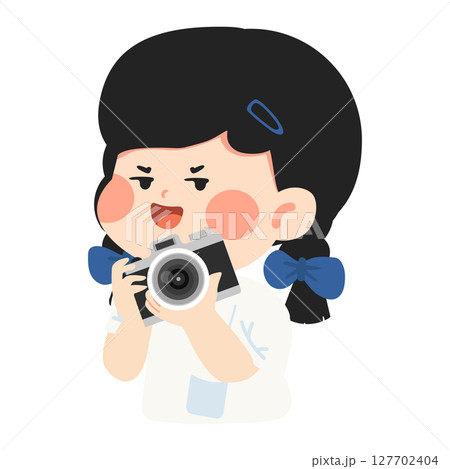 Illustration of a Girl with a Camera Illustration of a Girl with a Camera 127702404