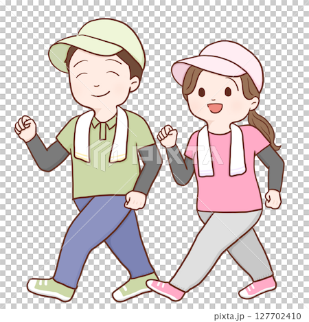 行走的男人和女人（彩色） 127702410