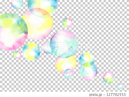 Soap bubbles colorful background watercolor illustration 127702553