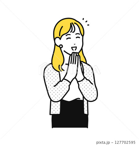 笑顔 喜ぶ カーディガン 若い女性 イラスト 素材 笑顔 喜ぶ カーディガン 若い女性 イラスト 素材 127702595