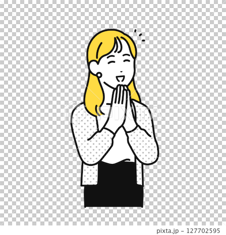 笑顔 喜ぶ カーディガン 若い女性 イラスト 素材 笑顔 喜ぶ カーディガン 若い女性 イラスト 素材 127702595