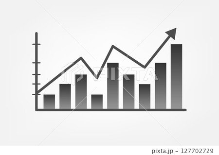 Rising stock market graph global market growth bars with an up arrow on a light black background Rising stock market graph global market growth bars with an up arrow on a light black background 127702729
