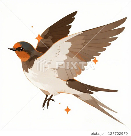 かわいい野鳥ヤマガラのベクターイラスト 127702979