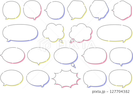 吹き出し セット カラフルな 影付き 127704382