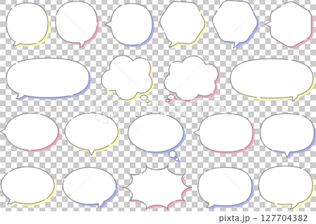 吹き出し セット カラフルな 影付き 127704382