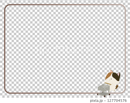Frame of a calico cat pushing a cart Frame of a calico cat pushing a cart 127704576
