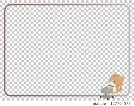 Frame of brown tabby cat pushing a cart Frame of brown tabby cat pushing a cart 127704577