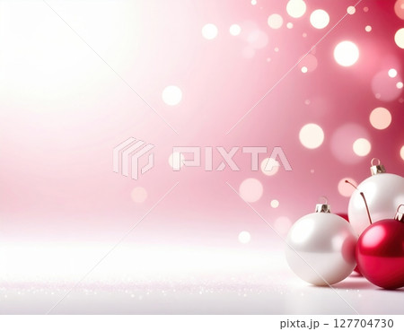 ピンクとホワイトのクリスマスオーナメント背景  127704730