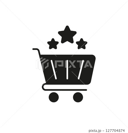 Shopping Cart With Stars Solid Icon. Customer Satisfaction, Quality Service, And Premium Shopping Experience Silhouette Symbol. Retail Excellence. Isolated Vector Illustration Shopping Cart With Stars Solid Icon. Customer Satisfaction, Quality Service, And Premium Shopping Experience Silhouette Symbol. Retail Excellence. Isolated Vector Illustration 127704874