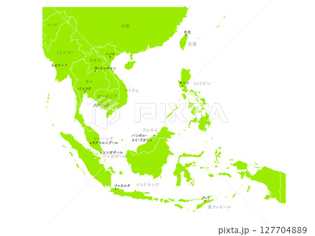 世界地図より、東南アジアの地図　（Map of Southeast Asia） 127704889