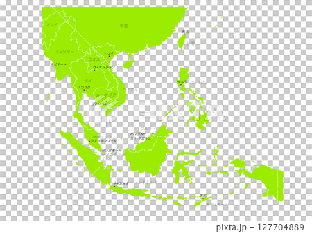 世界地図より、東南アジアの地図　（Map of Southeast Asia） 127704889
