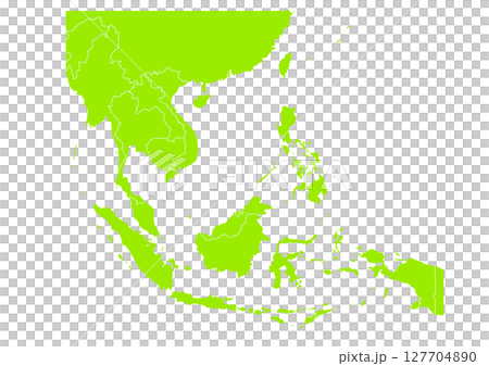 世界地図より、東南アジアの地図　（Map of Southeast Asia） 127704890