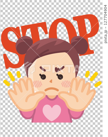立入禁止　制止する女の子 127704904
