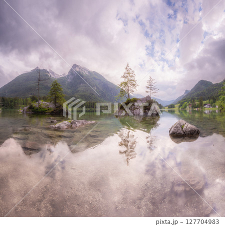 View of Hintersee lake in Berchtesgaden National Park Bavarian Alps, Germany 127704983