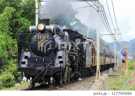 秩父鉄道「直線区間を走るSLパレオエクスプレス号」 127704986