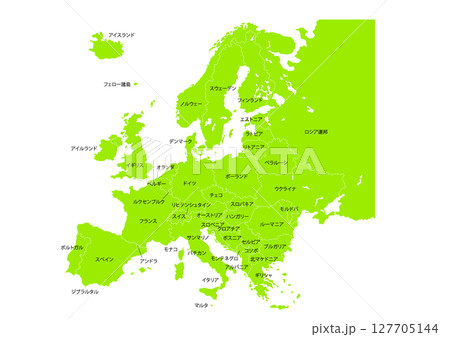 世界地図より、ヨーロッパの地図　（Map of Europe） 127705144