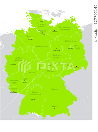世界地図より、ドイツの行政区分地図　（Map of Germany.） 127705149