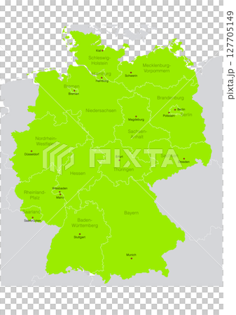 來自世界地圖的德國行政區劃圖。 127705149