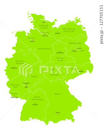 世界地図より、ドイツの行政区分地図　（Map of Germany.） 127705151