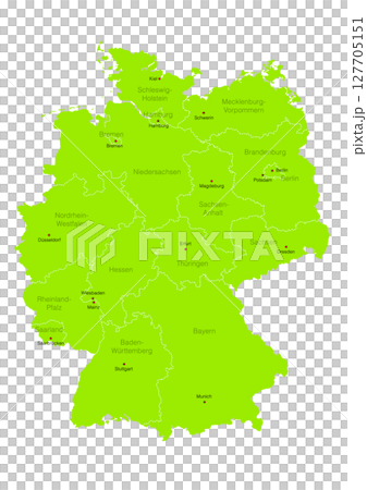世界地図より、ドイツの行政区分地図　（Map of Germany.） 127705151