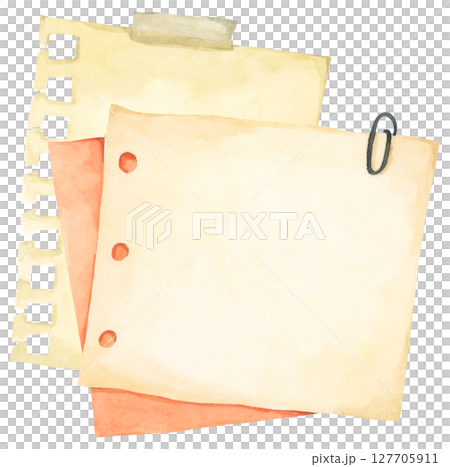 Pastel Notepad and Sticky Notes. Memo Pad for Planner, Office or Back to School. Watercolor Note Paper Illustration. 127705911