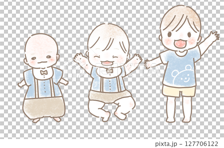 0 year old, 1 year old, 2 year old boys 127706122