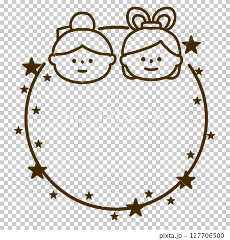 Orihime and Hikoboshi frame (line drawing) 127706500