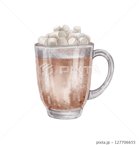 Cup of cocoa with marshmallows 127706655