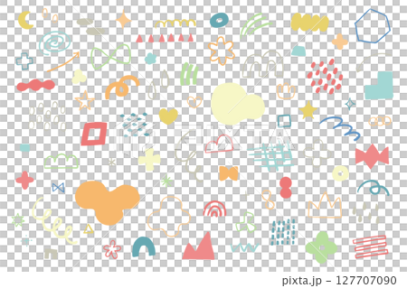 Hand-drawn doodle icon and graphic material set Abstract Vector Pop Illustration Design Rough Cute 127707090