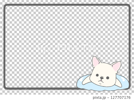 French bulldog floating in a float frame background (white) French bulldog floating in a float frame background (white) 127707176