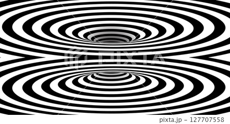 Illusion depicting contorted spatial dimensions a wormhole featuring both entry and exit points as a monochromatic bg 127707558