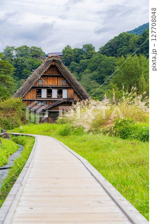 【世界遺産】稲の実った初秋の白川郷【岐阜県】 【世界遺産】稲の実った初秋の白川郷【岐阜県】 127708048