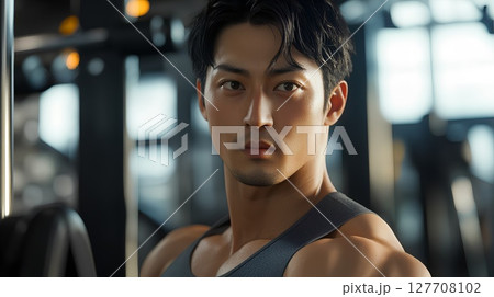 トレーニングする男性 127708102