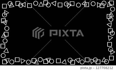 丸・三角・四角の手描き風白黒フレーム 白線画 丸・三角・四角の手描き風白黒フレーム 白線画 127708212