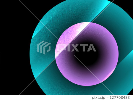 Abstract bright glowing glossy circles with grunge grainy texture background 127708488