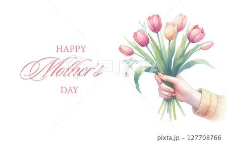 Happy Mother's Day banner, greeting card, poster, background, vector illustration with beautiful blossom flowers. 127708766