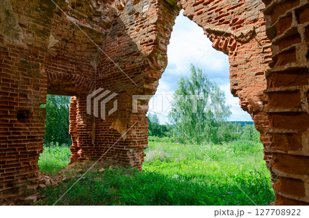 Ruins of Church of St. Peter and Paul in village of Vyshov, Mogilev region, Belarus 127708922